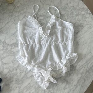 Diane Von Furstenberg White Ruffle Sleepwear